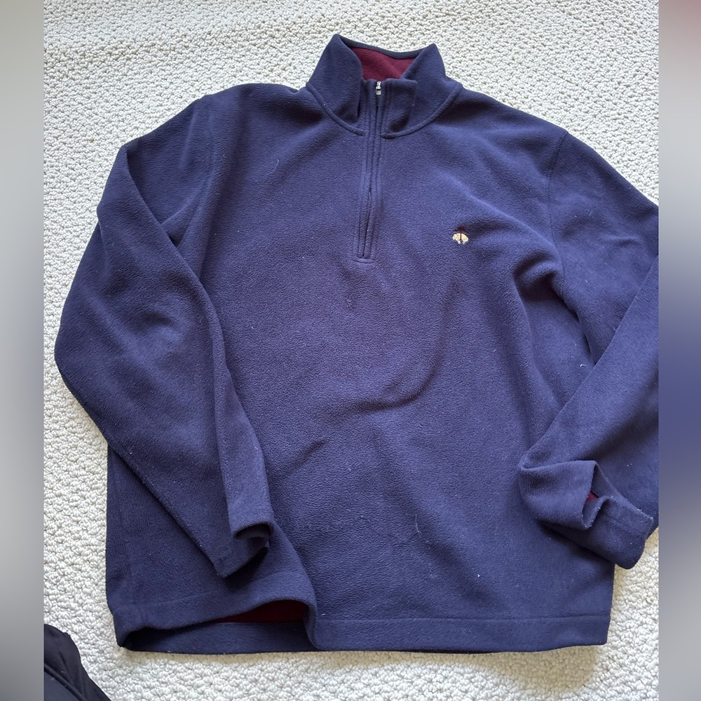 Brooks Brothers Dark Blue 1/4 zip fleece. Men’s large